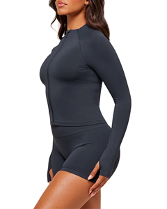 Chaquetas deportivas de yoga para mujer con cremallera, de secado rápido, para correr, de manga larga, para fitness al aire libre, para gimnasio, sudaderas con capucha, chaqueta atlética para mujer - Product Image 2