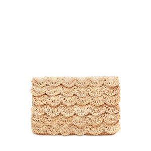 Bolso de mano de paja tejida para mujer, estilo clutch, color dorado natural, para playa, noche, con correa de muñeca, accesorios de verano, bolso tote. - Product Image 6
