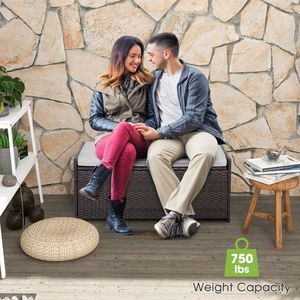 Panca portaoggetti da esterno da 34 galloni con comodo cuscino e rivestimento con cerniera - Product Image 3