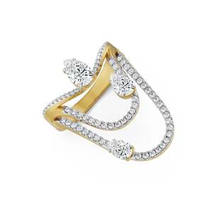 Bague élégante de luxe en moissanite taille poire avec pierres latérales et bande pavée incurvée, plaquée or/argent/or rose, pour mariage et anniversaire - Product Image 2