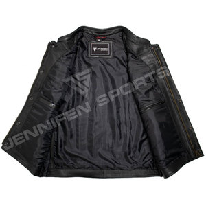 Chaleco de Cuero con Cierre de Cremallera, Chaqueta de Motociclista, Cuero Vacuno Genuino, Estilo Outback, Hecho en Pakistán, Chaleco de Cuero Trenzado Elegante - Product Image 6