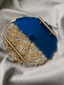 Elegante Bandeja de Servir de Madera Hecha a Mano con Forma Personalizada, Segura para Alimentos, para el Hogar de Lujo, con Aspecto de Piedra Natural, Bandeja de Resina para Exhibición - Product Image 5