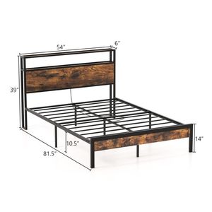 Struttura letto in metallo con testiera contenitore e stazione di ricarica - Misure Twin, Full, Queen - Product Image 5