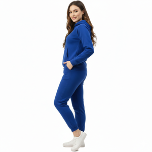 Ensemble de survêtement polaire à capuche pour femme, coupe classique, couleur unie, qualité supérieure, pour la gym et le jogging, vente en gros, personnalisable, OEM, marque privée - Product Image 2