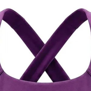 Sujetador deportivo morado para mujer con espalda cruzada, top de yoga, top de entrenamiento, soporte para fitness, gimnasio, ropa deportiva elástica, sujetador deportivo corto atlético - Product Image 3