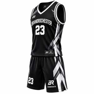 Conjunto de Uniforme de Baloncesto Sublimado Negro para Hombre, Transpirable, sin Mangas, Cuello en V, Jersey y Pantalones Cortos Deportivos - Product Image 4