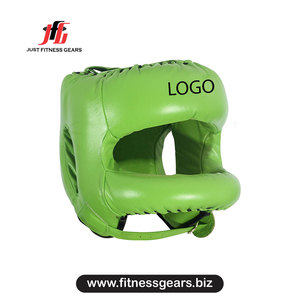 Protège-tête de boxe en PU vert Just Fitness Gears, à lacets, respirant, pour adultes, entraînement d'arts martiaux - Product Image 1