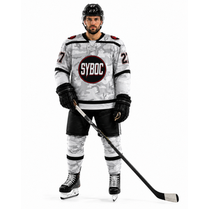 Custom Ice Hockey Jersey Men Gray White <b>Camo</b> Sublimated Camouflage Team Uniform Wholesale OEM Pro Hockey Wear USA Canada - Product Image 1