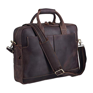 High Quality Luxury Vintage 15.6 Inch Laptop Briefcase Genuine <b>Leather</b> Waterproof Lightweight Eco-Friendly <b>Bag</b> for Men Soft - Product Image 5