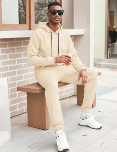 Conjunto deportivo para hombre, tela transpirable, mezcla de algodón ligera, chaqueta de corte ajustado, pantalones jogger, para gimnasio, correr, deportes, ropa informal. - Product Image 3