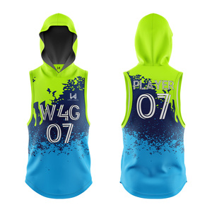 Chaleco Deportivo Personalizado sin Mangas con Capucha, Impresión Sublimada, Poliéster que Absorbe la Humedad, Unisex, Diseño Degradado - Product Image 4