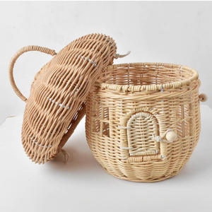 Cesta de mimbre tejida a mano para niños, cesta de juego con forma de hongo, excelente precio, con puerta abatible. - Product Image 3