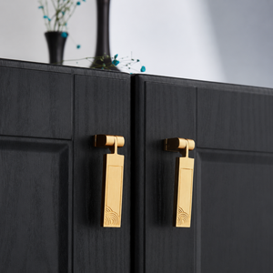 Handcrafted Solid Brass Modern Rectangular <b>Cabinet</b> Pull Drawer Handle Wardrobe Door Handle Contemporary Furniture <b>Gold</b> Finish - Product Image 1