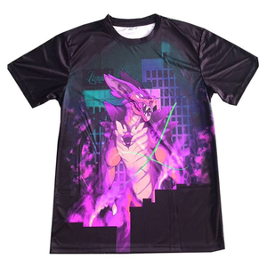 T-shirt pour homme à imprimé dragon violet, manches courtes, col rond, séchage rapide, coupe classique, style streetwear, en polyester tricoté - Product Image 1