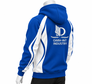 Sweat à capuche en polaire bleu et blanc pour homme, coupe classique, couleur unie, décontracté, avec logo imprimé sur le devant, poche, respirant, pour l'automne - Product Image 4