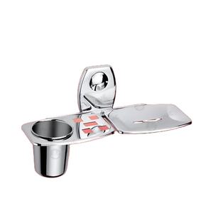 Porte-savon en acier chromé Satyam Enterprise avec porte-gobelet, montage mural, pour usage domestique moderne, hôtel, usage commercial - Product Image 1