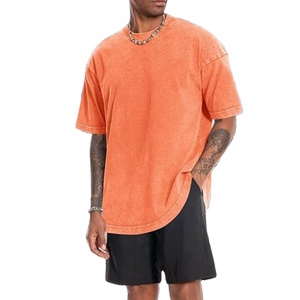Camiseta de Verano para Hombre con Lavado Ácido, Logotipo Personalizado, Algodón, Talla Grande, Transpirable, Estilo Urbano, Casual, OEM, Venta al Por Mayor - Product Image 1