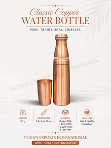 Bouteille d'eau en cuivre pur avec couvercle en forme de tasse, exportée par Indian exports international. (Cuivre pur certifié) - Product Image 2