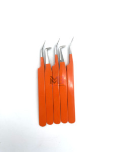 Pinzas para Pestañas Color Naranja, Acero Inoxidable, Punta de Precisión para Extensión de Pestañas, Aplicación Suave y Cómoda - Product Image 4