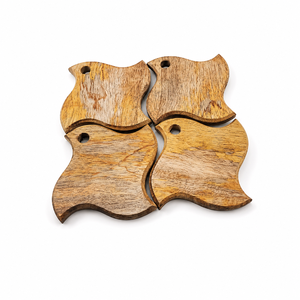 Handcrafted Wooden Coaster Set with Wooden Holder <b>Rustic</b> Mango <b>Wood</b> Drink Coasters for Coffee <b>Table</b> Tea Cups & <b>Dining</b> Decor - Product Image 3