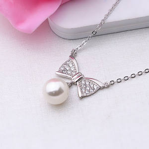 Collar con Colgante de Plata S925 para Mujer con Lazo de Circonita Doble y Pulsera de Perlas, Accesorios de Joyería DIY, Producto Semiacabado 317 - Product Image 1