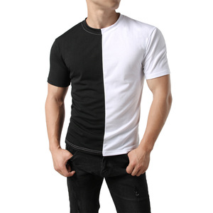 T-shirt décontracté pour homme, coupe classique, 100 % coton, design tendance, bicolore personnalisé, vente en gros - Product Image 3