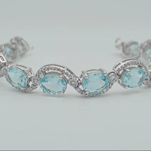 Sky Blue Topaz Bracelet 925 Sterling Silver Oval Gemstone November Birthstone Jewelry Gift For Women Elegant - Product Image 6