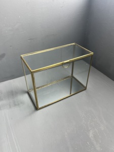 ARTISAN DESIGN Luxury Glass & <b>Mirror</b> Display Box Brass Metal Frame Rectangle Jewelry <b>Storage</b> Organizer Decorative Keepsake Box - Product Image 3
