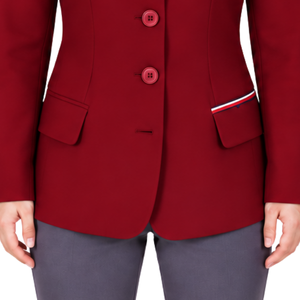 Chaqueta de equitación color coral rojo para mujer, corte ajustado, blazer profesional para competición ecuestre, abrigo personalizado al por mayor - Product Image 5