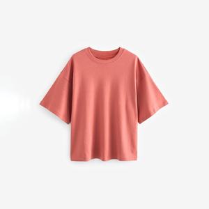 เสื้อยืดโอเวอร์ไซส์ผู้หญิง ทรงหลวม แขนสั้น คอกลม ผ้าฝ้าย 100% โลโก้ปักเลื่อม เป็นมิตรกับสิ่งแวดล้อม เสื้อถักลำลองสำหรับฤดูร้อน - Product Image 4