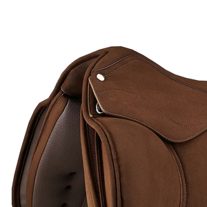 Selle d'obstacle anglaise en cuir avec arceau en bois, marron, taille complète - Product Image 5