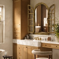 Nouveauté : Miroir mural en bois en forme de fenêtre, cadre argenté, fait main, personnalisable, logo sur mesure disponible pour l'étiquetage privé