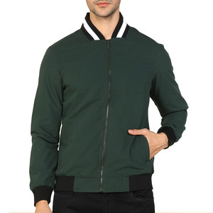 <b>Men's</b> Green Bomber <b>Jacket</b> Regular Fit Zipper Closure Stand Collar Casual Style Winter Wear Reversible Windproof Eco-Friendly - Product Image 1