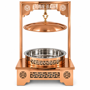 Juego de Cubiertos de Acero Inoxidable Sostenible con Acabado Espejo Dorado de Lujo, Olla para Sopa, Plato para Calentar Comida, Calentador de Buffet para Fiestas y Hoteles - Product Image 1