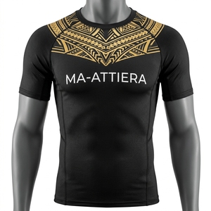 <b>Mens</b> Black Gold <b>Compression</b> Shirt Short Sleeve Graphic Print Athletic Gym Running Training Sportswear Performance <b>Top</b> - Product Image 4