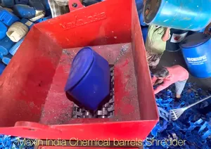 Best Quality HDPE Blue Drum <b>Shredder</b> Double Shaft Semi-Automatic 1000 kg/hr Electric Plastic Crushing Machines - Product Image 5