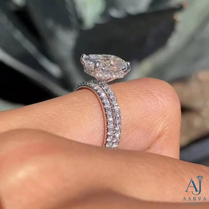 Anillo de Compromiso y Boda de Lujo con Moissanita Pavé de Corte Brillante, Certificado IGI, Chapado en Rodio, Oro Blanco para Mujer, Regalo - Product Image 3