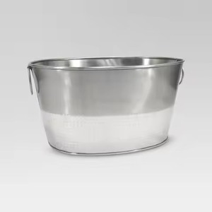 Elegant Metal Ice Beverage Tub Stainless Steel Ice <b>Cooler</b> Bucket Wine Beer Chiller Tub Wedding Event <b>Table</b> Use - Product Image 1