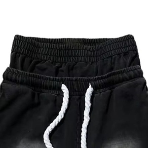 <b>Top</b> Selling Custom Print Rhinestone <b>Crystal</b> 100% Cotton Solid Denim Distressed Baggy Vintage Double Waist High Street - Product Image 2