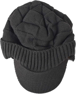 Gorro de Punto Negro Unisex Ajustable con Visera, Estilo Urbano, Gorro de Invierno - Product Image 3