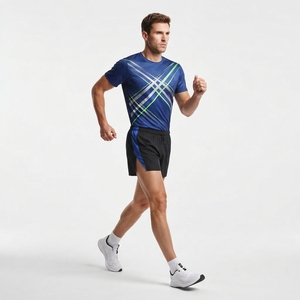 Conjunto Deportivo para Hombre, Camiseta de Manga Larga y Pantalones Cortos de Compresión, Color Negro y Rojo, Transpirable, de Secado Rápido, Elástico en Cuatro Direcciones - Product Image 6