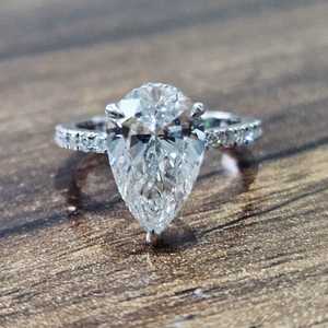 Anillo de Corona con Diamantes de Moissanita de Corte Elegante en Forma de Pera y Marquesa para Mujer, Plata 925 Original, Promesa de Joyería Única para Novia - Product Image 2