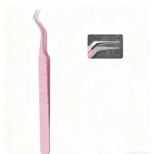 Pink Stainless Steel Eyelash Tweezers Set Precision <b>Smooth</b> Tip Makeup <b>Tools</b> And Custom Logo - Product Image 6