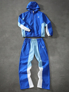 OEM Custom Tricolor Panel Men Hooded Windbreaker <b>jacket</b> for men Lightweight Nylon Jogger Pants Activewear Set Wholesale Supplier - Product Image 3
