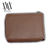 WRIZA Porte-cartes en cuir véritable de haute qualité, à double pliage, avec fermeture éclair, protection RFID, 10 emplacements pour cartes de crédit, design fin
