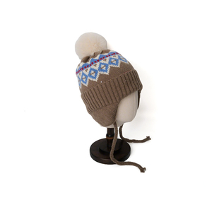 Bonnet tricoté unisexe avec pompon, motif géométrique, chapeau d'hiver pour usage extérieur et décontracté, adulte 56-58CM - Product Image 3