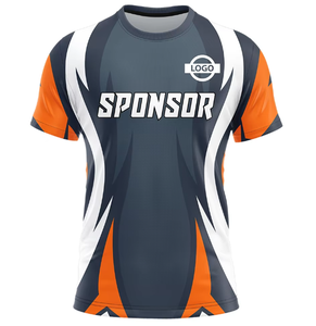 Jersey Deportivo Sublimado para E-Sports, Gris Oscuro, Naranja y Blanco, de Secado Rápido, Cuello Redondo, para Adultos, Última Tendencia - Product Image 1