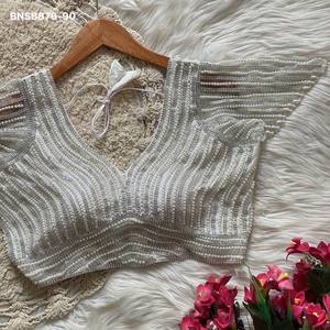 Conjunto de blusa de seda de diseño elegante con perlas hechas a mano, listo para usar, novedad para fiestas, proveedor de Surat - Product Image 2
