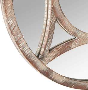 Miroir mural décoratif vintage en bois avec boussole et poutre en pierre, finition teinte foncée, style nautique, pour salon, chambre et entrée - Product Image 2