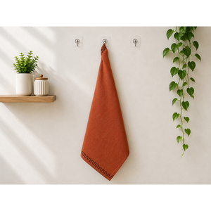 Paño de Cocina Azul Lino |   Paño de Cocina Minimalista de Color Sólido con Borde de Llave Griega |   Toalla de Mano Reutilizable - Product Image 5